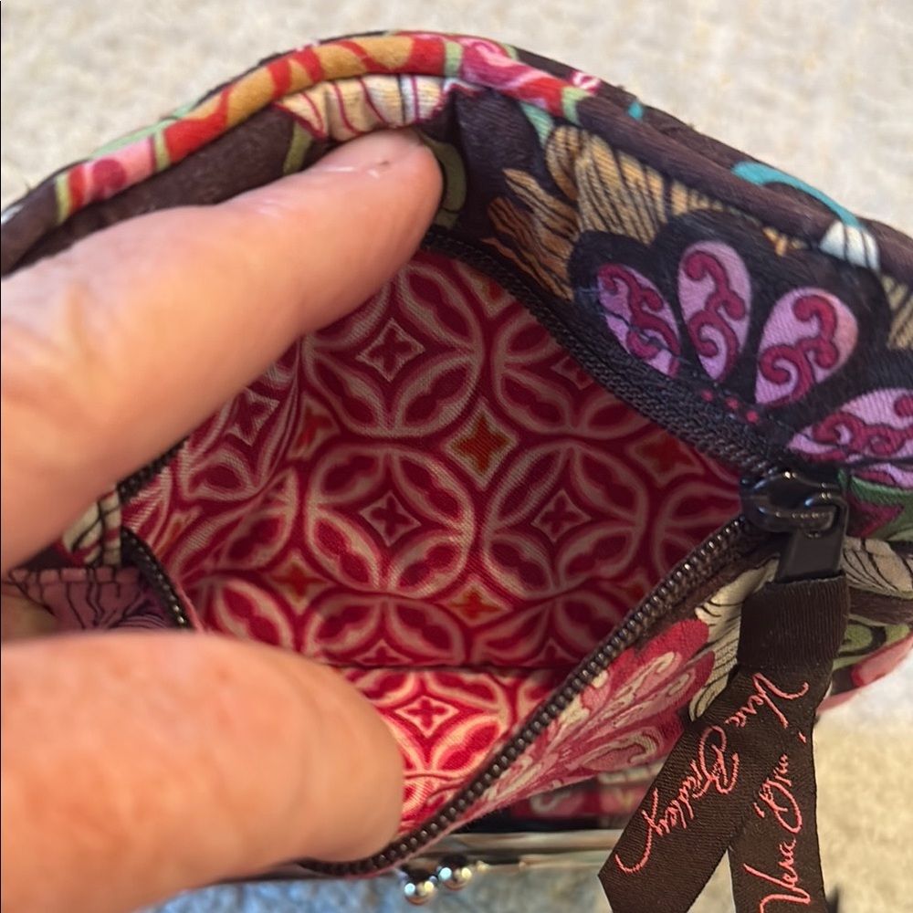 Vera Bradley $$ Pink/Red/Brown Wallet, coin purse, and curling iron cover. EUC - Picture 5 of 14
